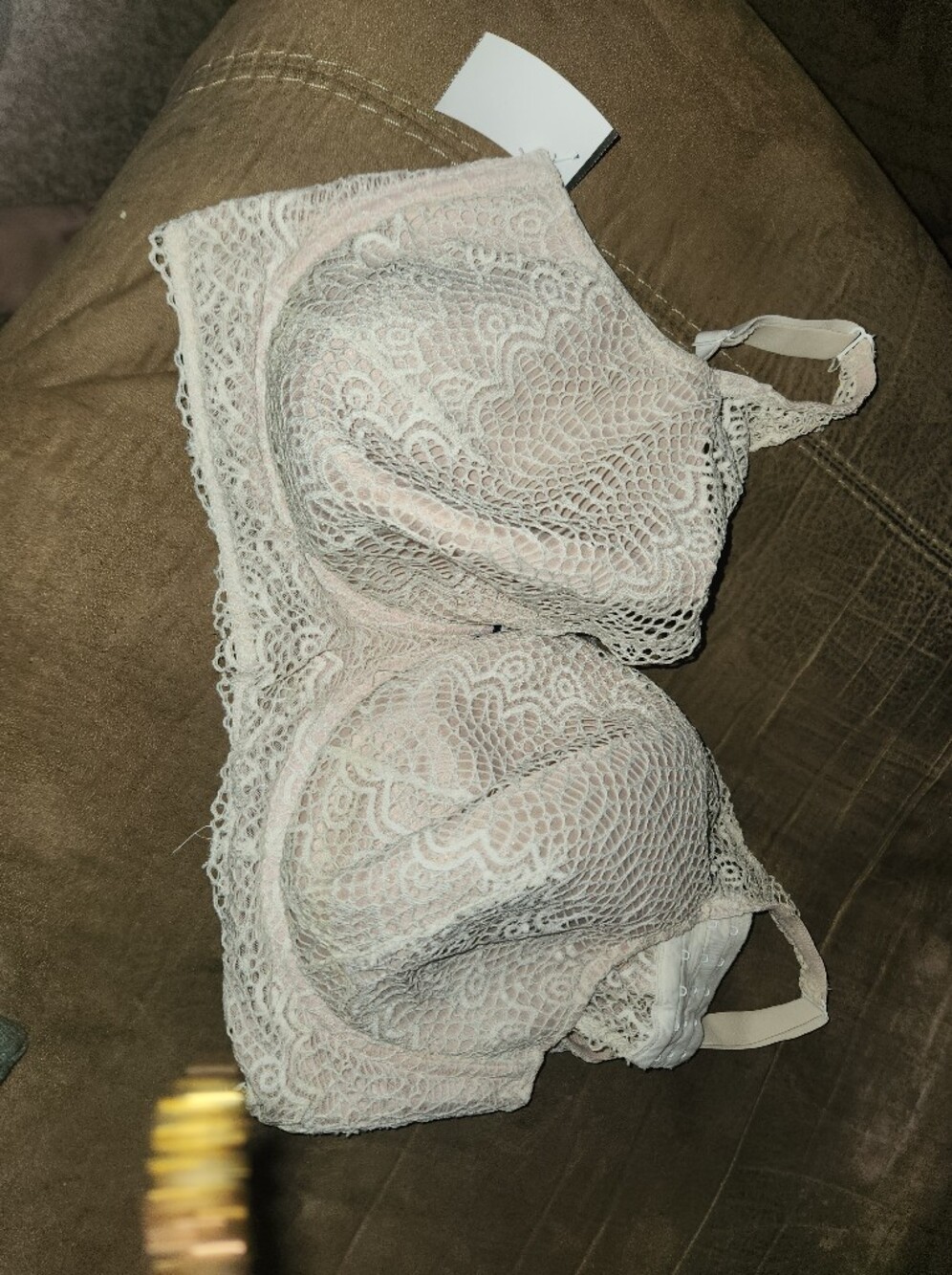 Cacique Lace Strapless Bra in Pale Pink and Ivory